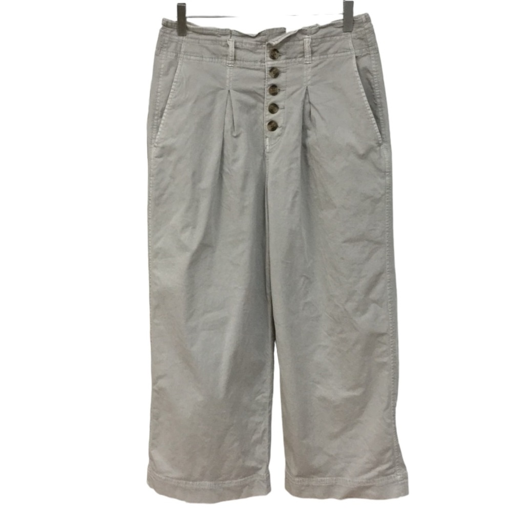 AMERICAN EAGLE sz 6 Women’s Pants Wide Leg Stretch Waist Pleats Neutral Gray